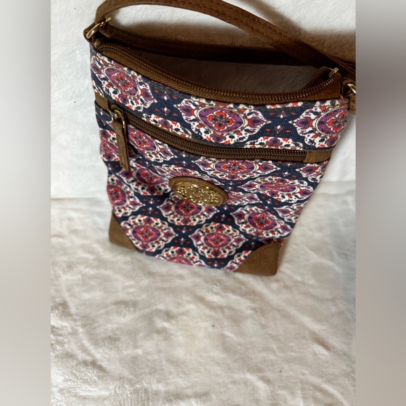 bag Crossbody Bag Womens Small Brown Blue Leather Bohemian 8x8 Purse Handbag - Picture 15 of 16